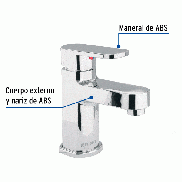 Monomando plástico para lavabo, maneral plano, Foset