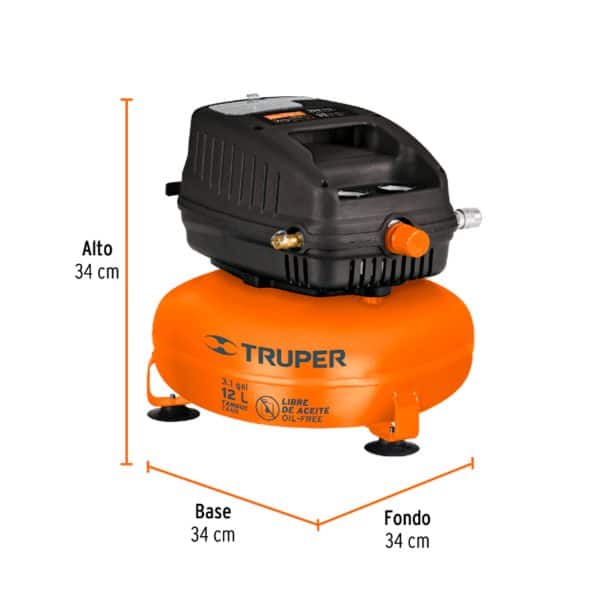compresor libre de aceite compacto 12 portatil medidas dimensiones