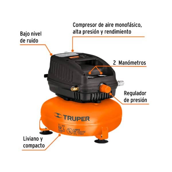 compresor libre de aceite truper caracteristicas